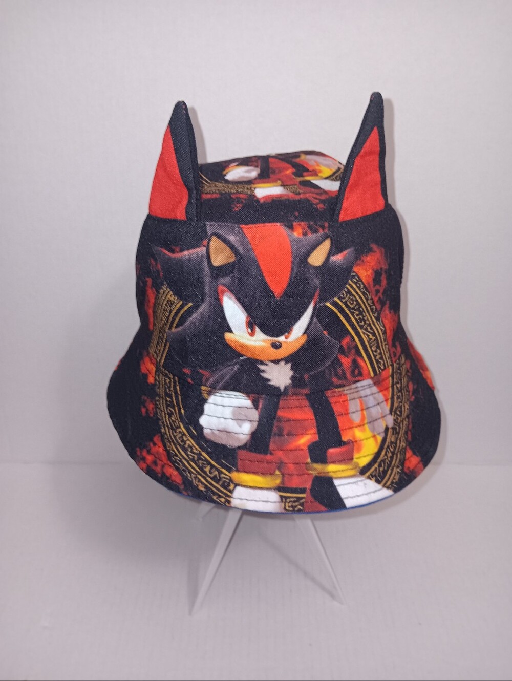 Shadow The Hedgehog Kids Graphic Bucket Hat Black & Red 3D Ears